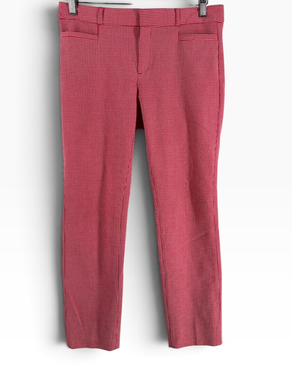 Banana Republic pink and white textured ankle pants picnic 50's sloan fit sz 4
